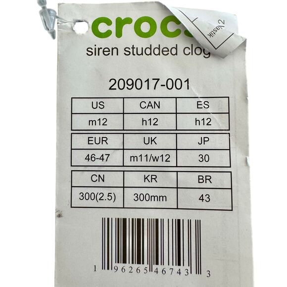Crocs Siren Studded Heel Clog Mens 13 Black 209017-001 NEW Goth Y2K Punk main image 11